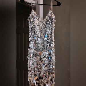 Silver Sequin Mini Dress - Sparkling Party Dress